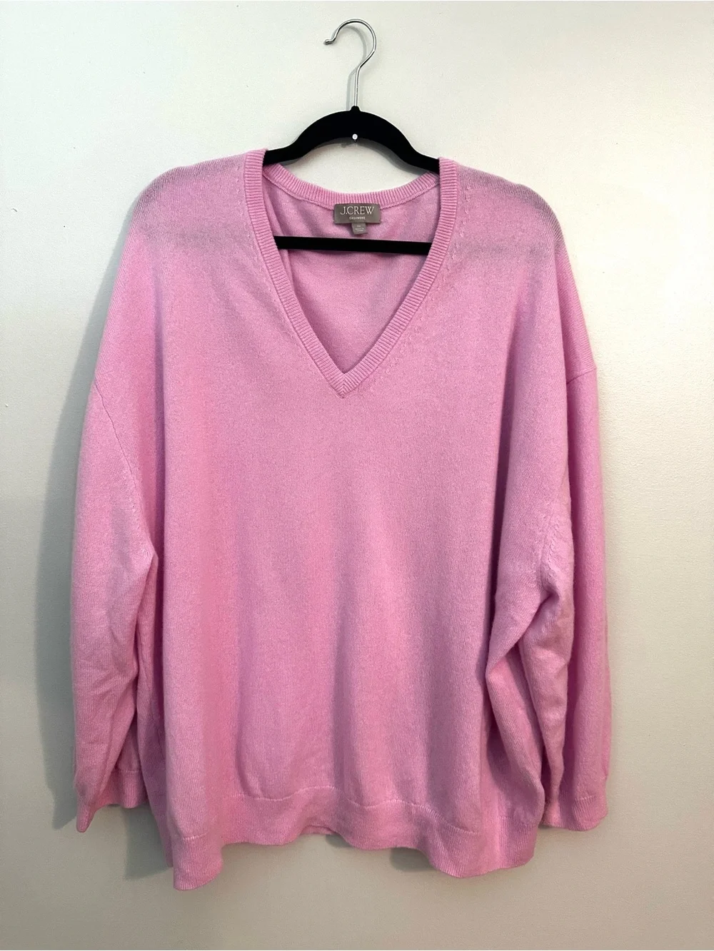 J.Crew Cashmere Relaxed V-Neck Sweater in Pink Size XXL